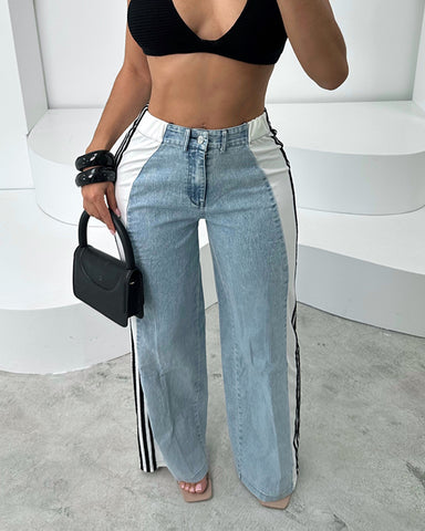 3 Stripes Denim Stretchy Jeans (White) 3 Stripes Denim Stretchy Jeans (White)