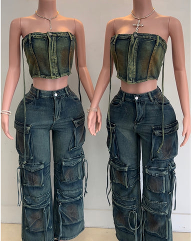 Acid Wash Pant Set Acid Wash Pant Set