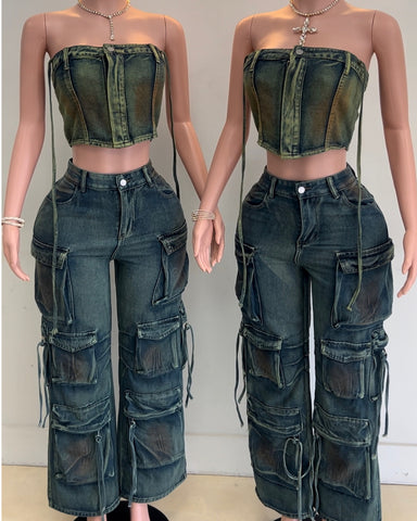 Acid Wash Pant Set Acid Wash Pant Set