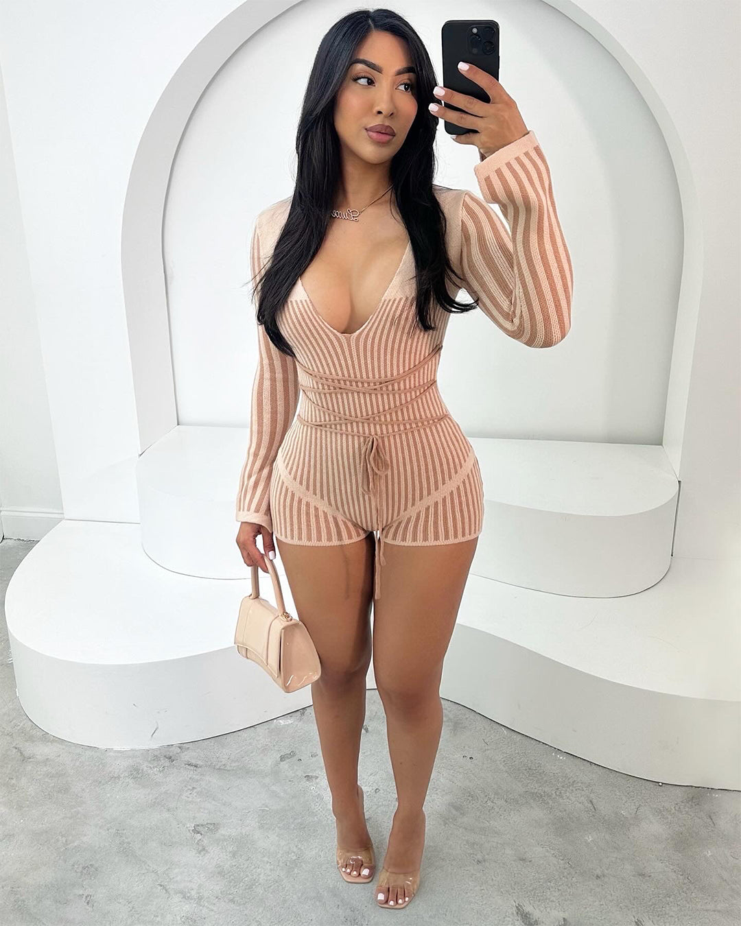 Stay On Trend Romper Nude