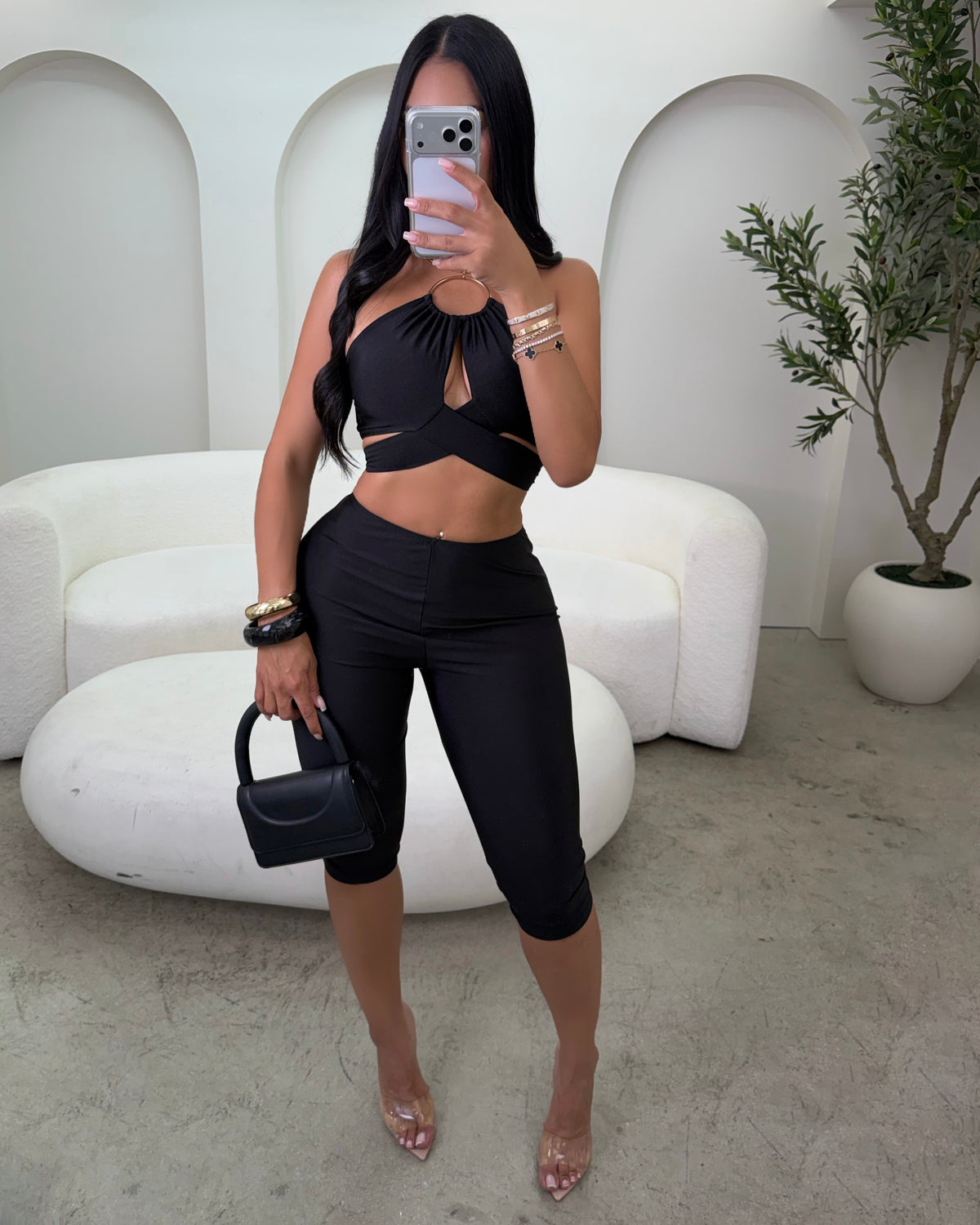 Sexy In Black Capri Set