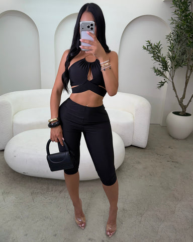 Sexy In Black Capri Set