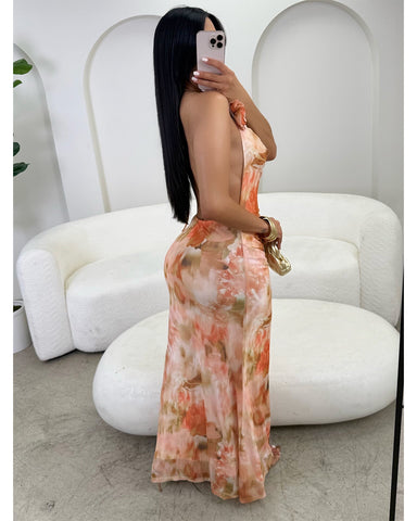 Peaches & Florals Maxi Dress