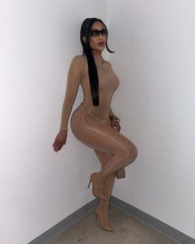 Mesh & Sexy Jumpsuit (NUDE)