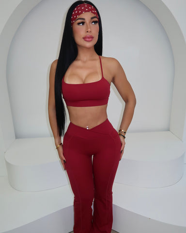 Burgandy Flare Fit Set