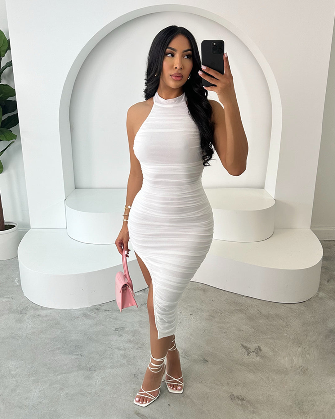 Tiffany Midi Dress (white)