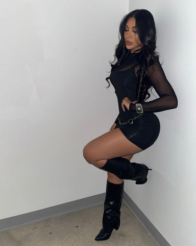 Fall Nights Mesh Dress