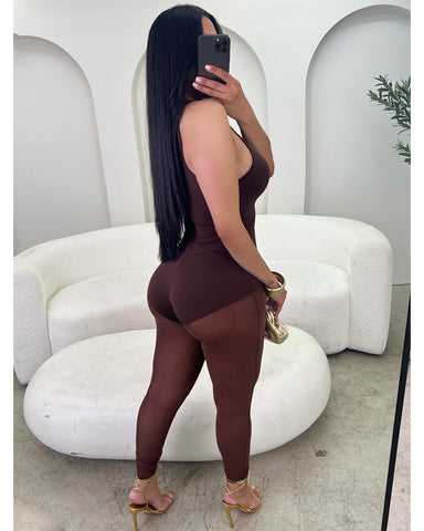 Coffee Date Mesh Jumpsuit