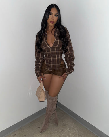 Brown Leather Shorts