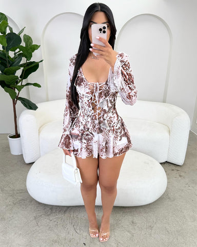 Toffee Garden Romper Dress