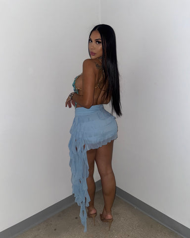 Baby Blue Ruffled Mini Skirt