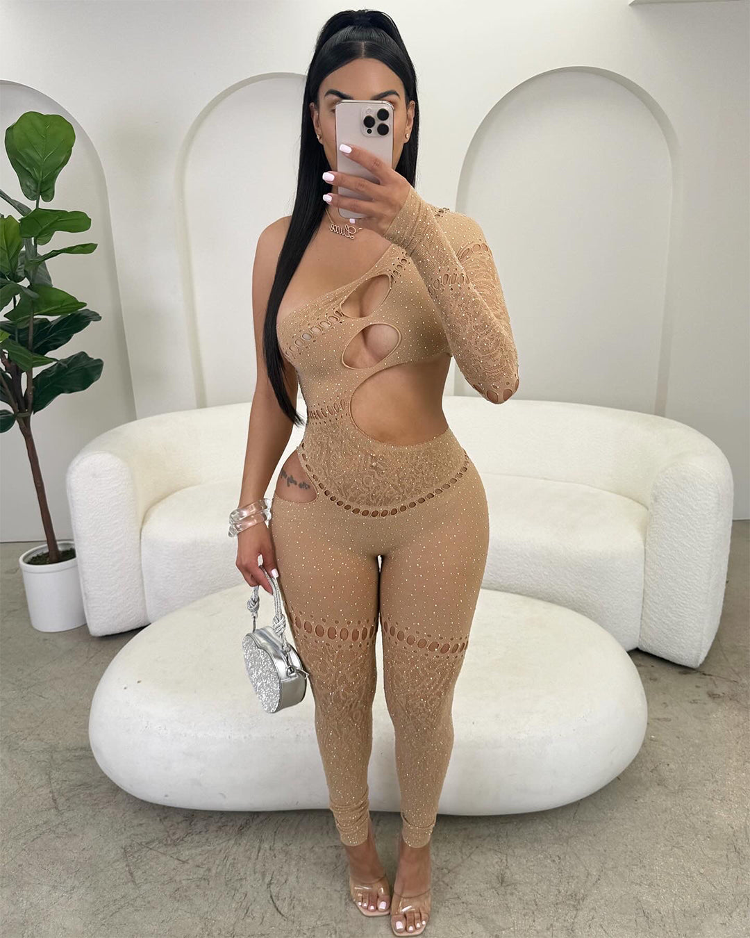Vegas Baby Jumpsuit (Nude)