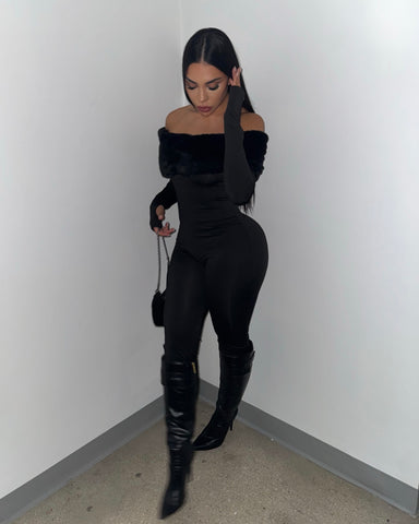 New York Nights Fur Jumpsuit
