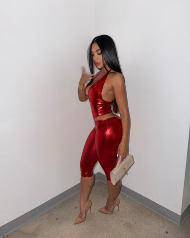 She’s Bad Capri Set (Chrome Red)