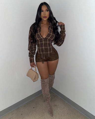 Brown Leather Shorts