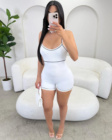 Stretchy Ribbed Romper (white)