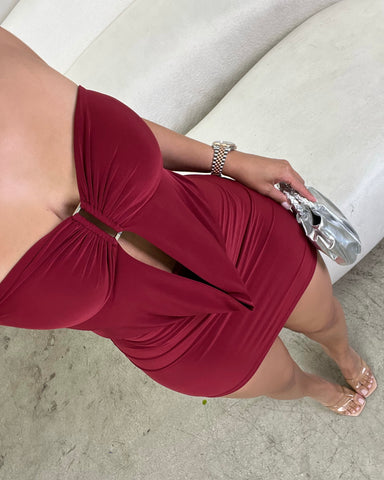 Moonlight Dinner Minidress (Burgundy)
