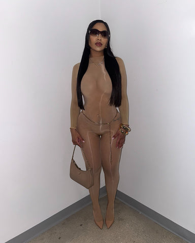 Mesh & Sexy Jumpsuit (NUDE)