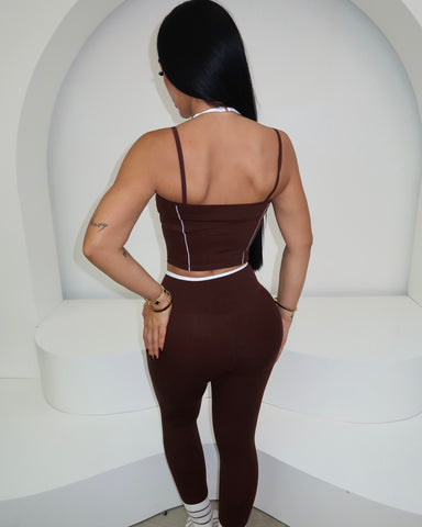 Brown Outlined Fitness Set (Sports Bra)