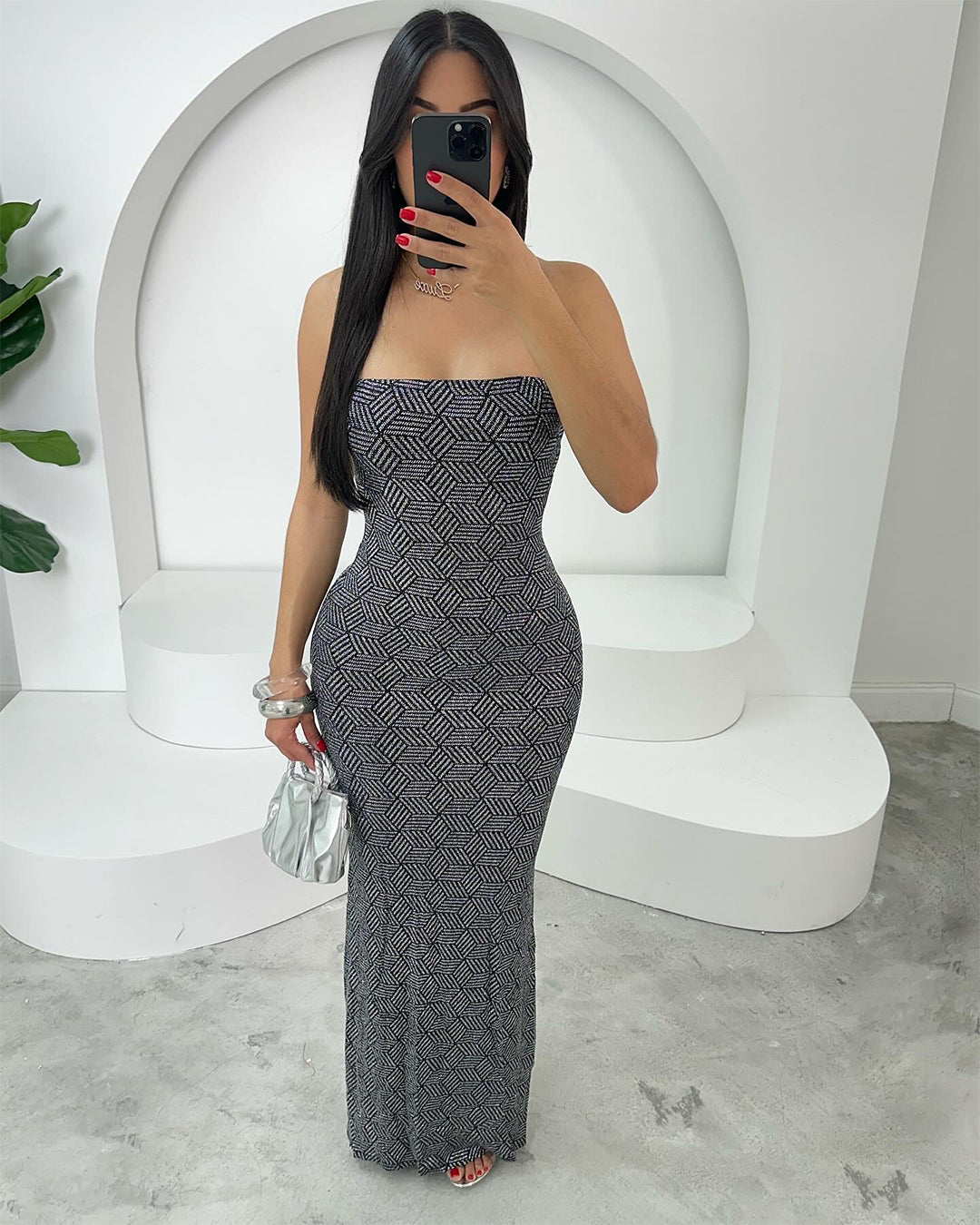 NYE Sparkle Strapless Maxi