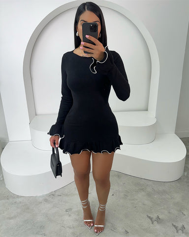 Knitted Ruffles Minidress