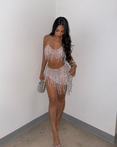 Champagne Glitz Skirt Set