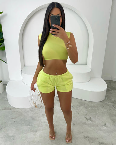 Sarah Lounge Short Set (Lime)