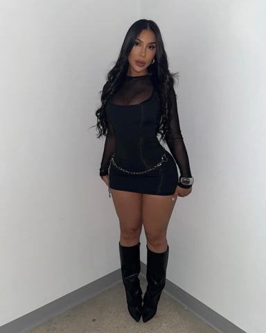 Fall Nights Mesh Dress