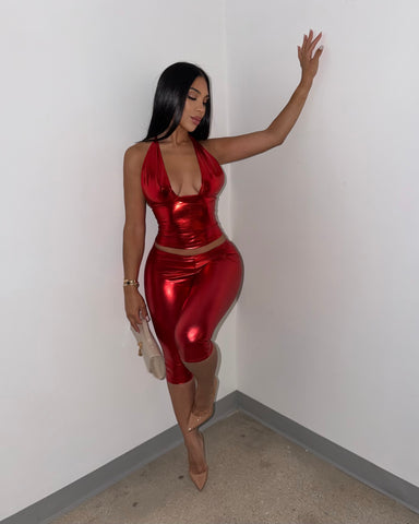 She’s Bad Capri Set (Chrome Red)