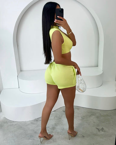 Sarah Lounge Short Set (Lime)