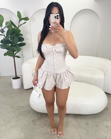 Emilie Pinstripe Romper Dress