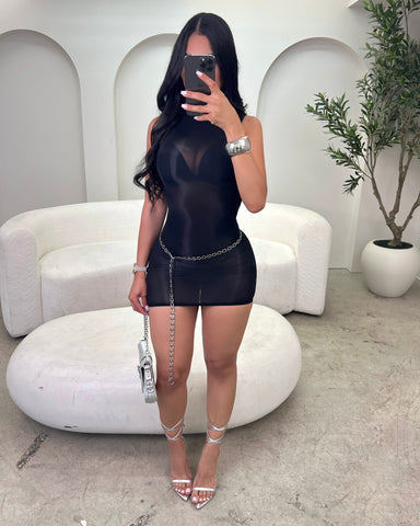 Mesh & Sexy Sleeveless Mini