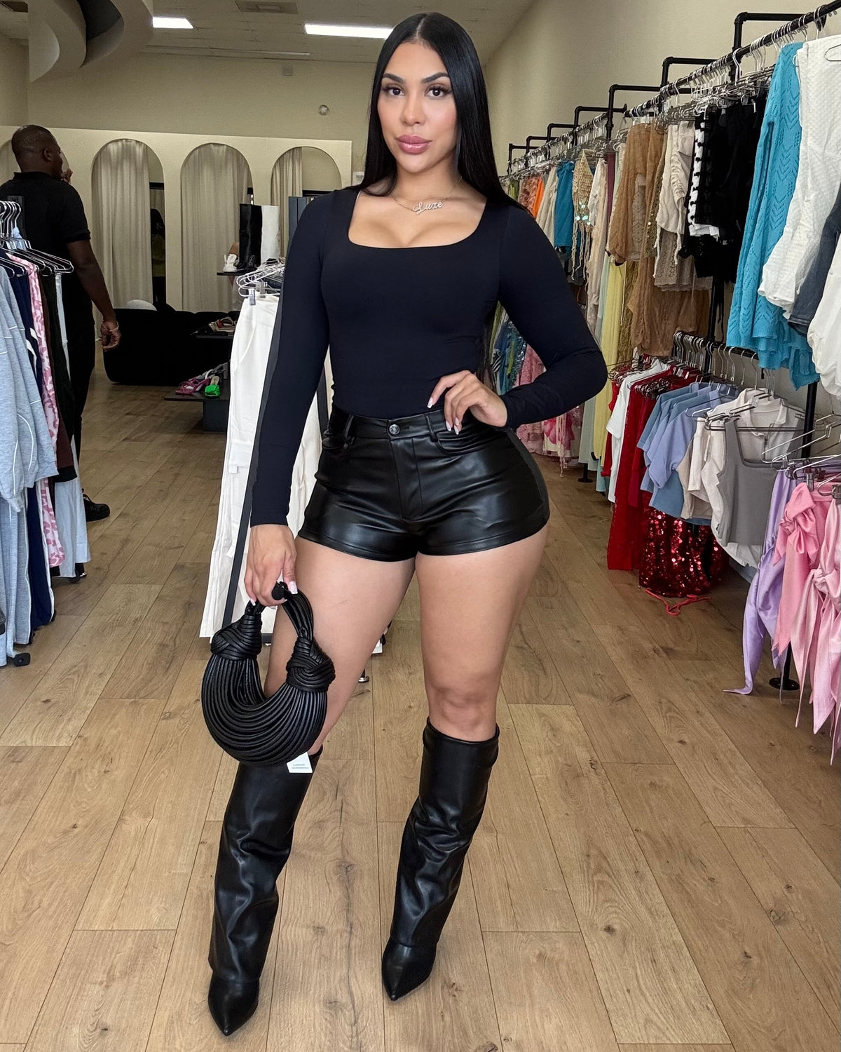 Black Faux Leather Shorts