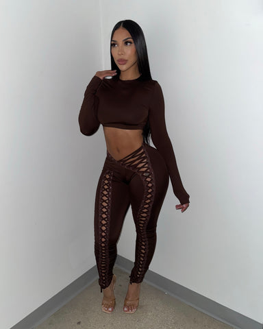 Amanece Pant Set LongSleeve (Brown)