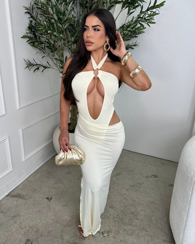 Angel Eyes Cutout Maxi  (Butter Yellow)