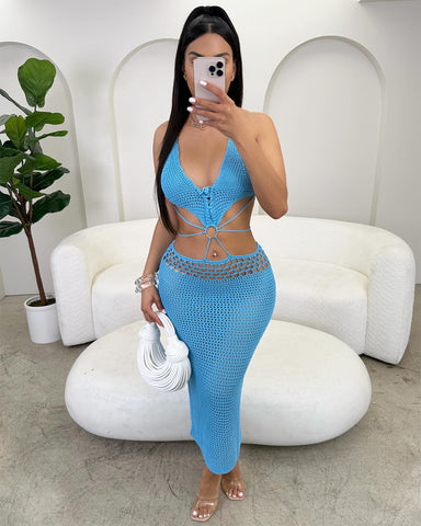 Blue Paradise Crochet Maxi