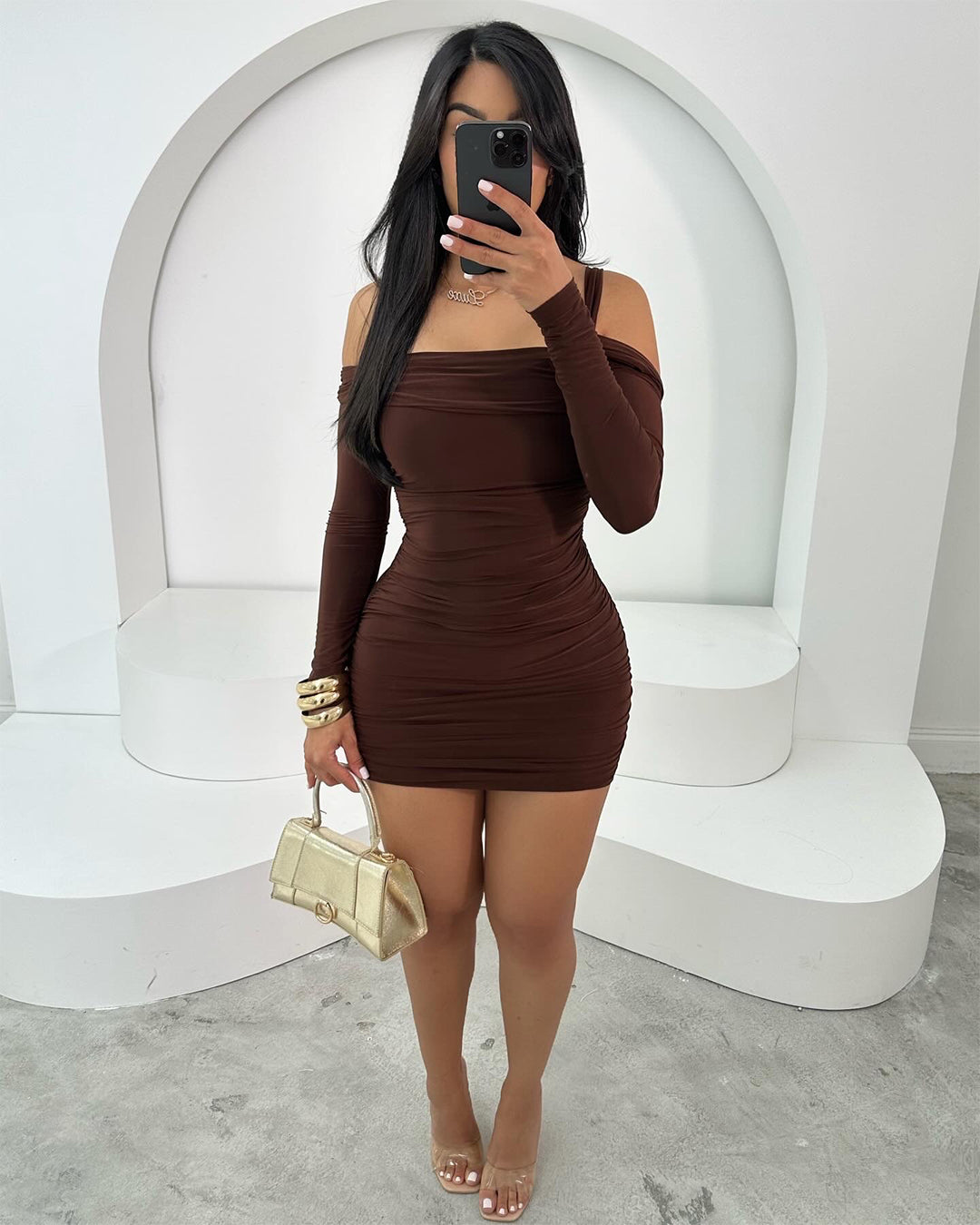 Mocha Muse snatched Minidress