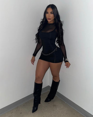 Fall Nights Mesh Dress