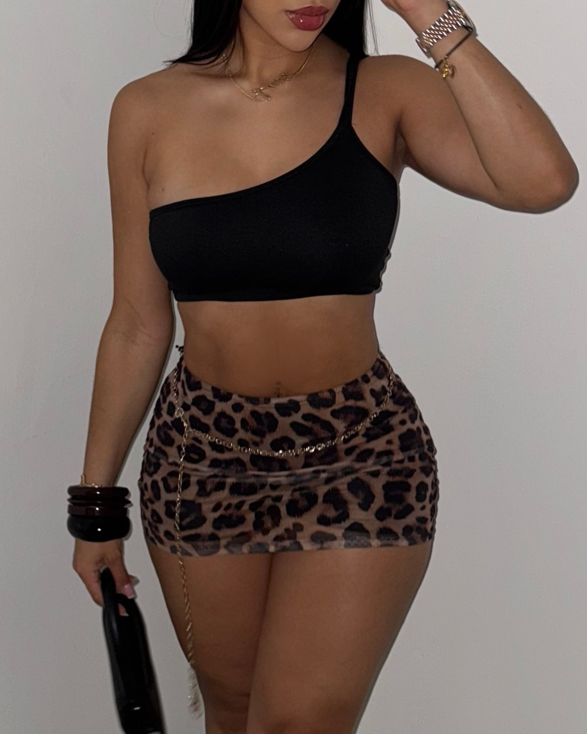 Leopard Mesh Skirt
