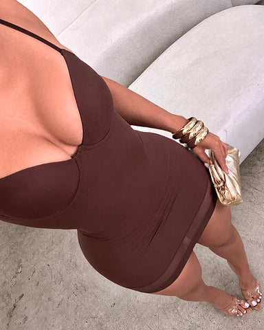 Hug My Body Mini Dress (Brown)