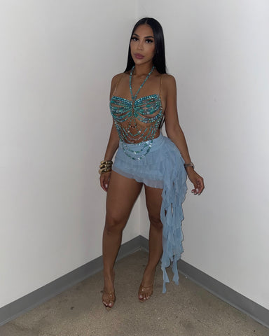 Playa Azul Beaded Top