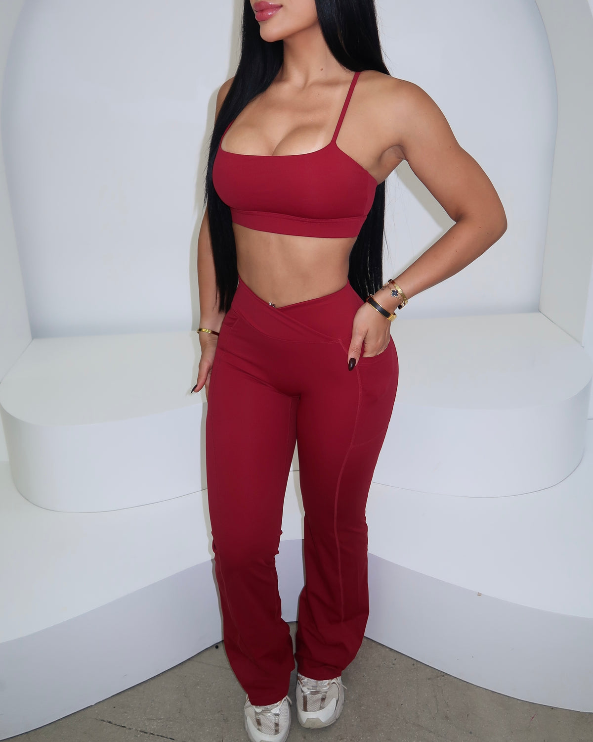 Burgandy Flare Fit Set