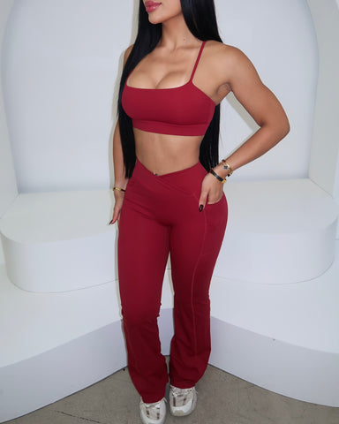 Burgandy Flare Fit Set