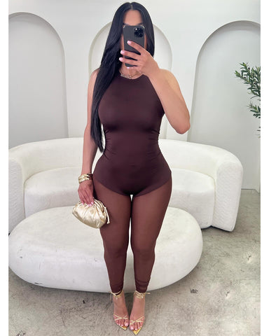 Coffee Date Mesh Jumpsuit