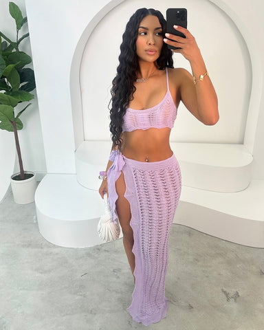 Bali Crochet Skirt Set (Lilac)