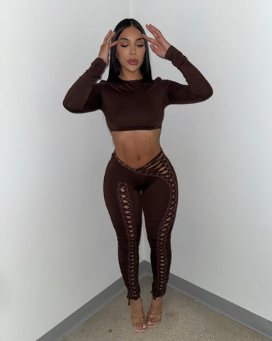 Amanece Pant Set LongSleeve (Brown)