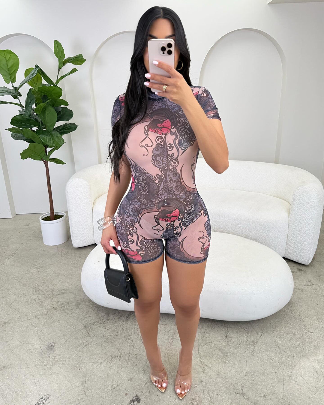 Mona Mesh Backless Romper