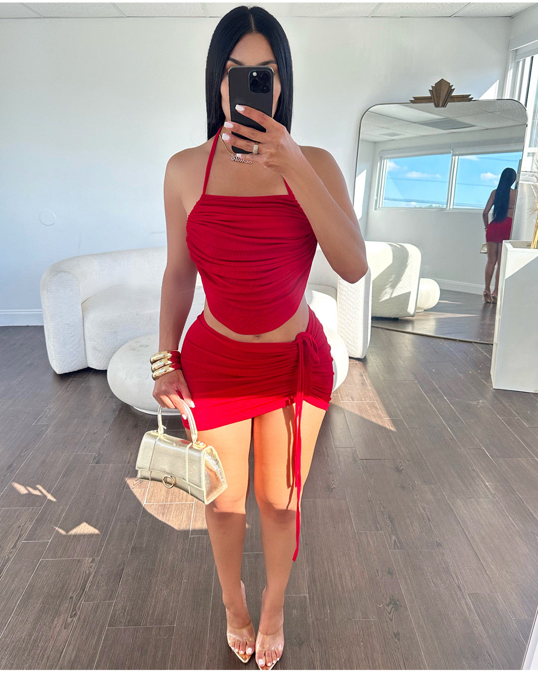 Sylvia Mini Skirt Set (Red)