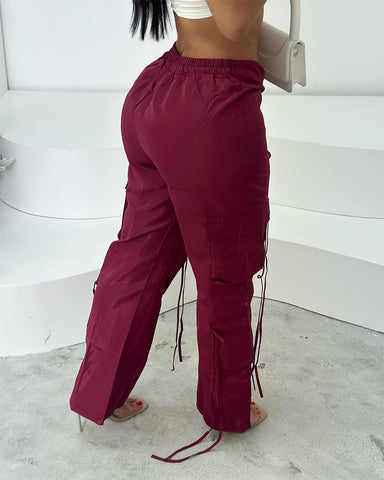 Burgundy Satin Joggers