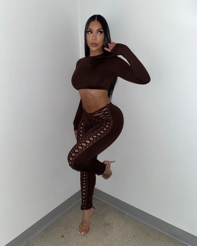 Amanece Pant Set LongSleeve (Brown)